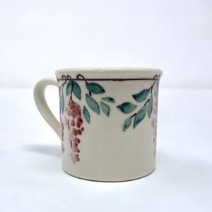 Vintage Hartstone Pottery Mug Spring Flowers Wisteria Hand Painted USA 1982